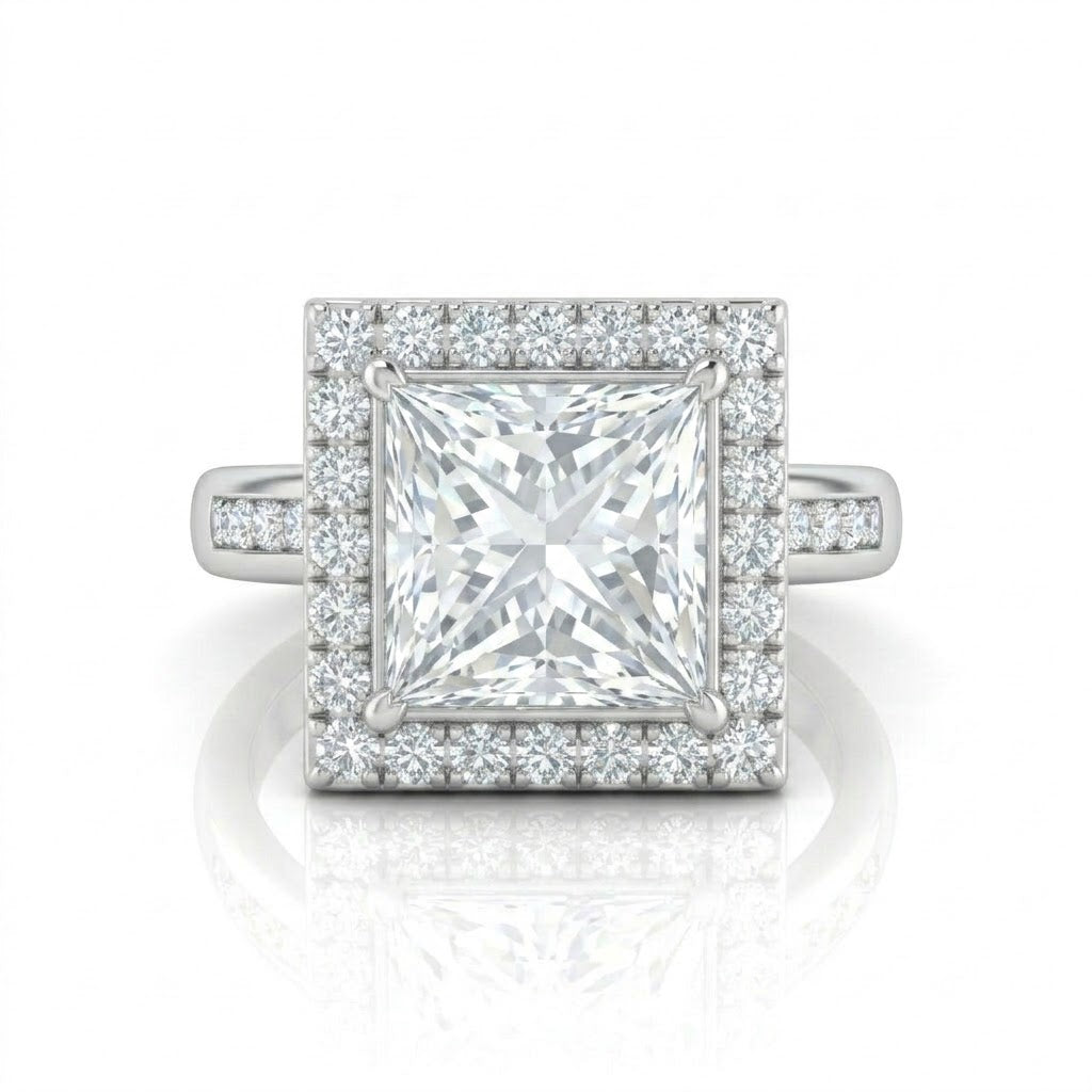 White Gold Emperia Princess Halo Diamond Engagement Ring