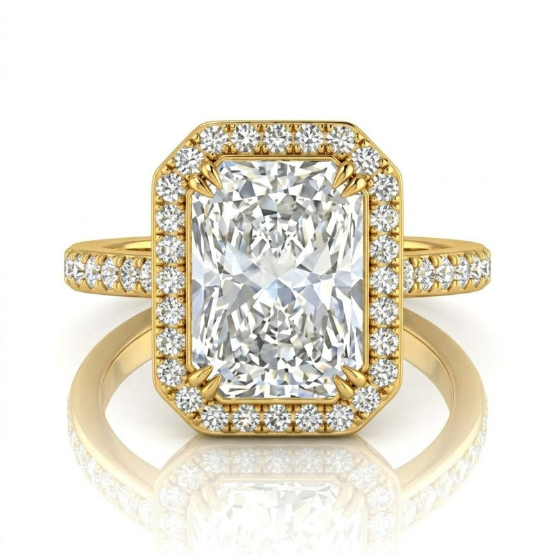 Yellow Gold Emperia Radiant Halo Diamond Engagement Ring