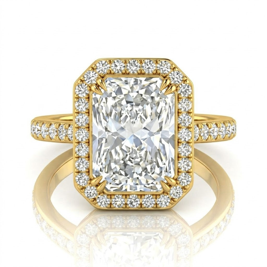 Yellow Gold Emperia Radiant Halo Diamond Engagement Ring