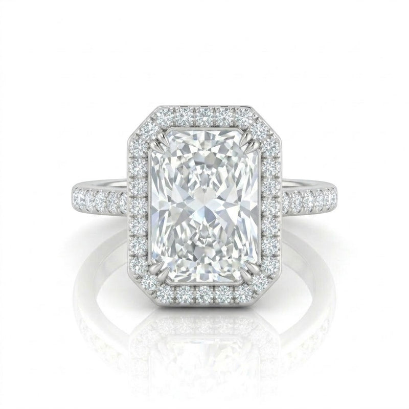 White Gold Emperia Radiant Halo Diamond Engagement Ring