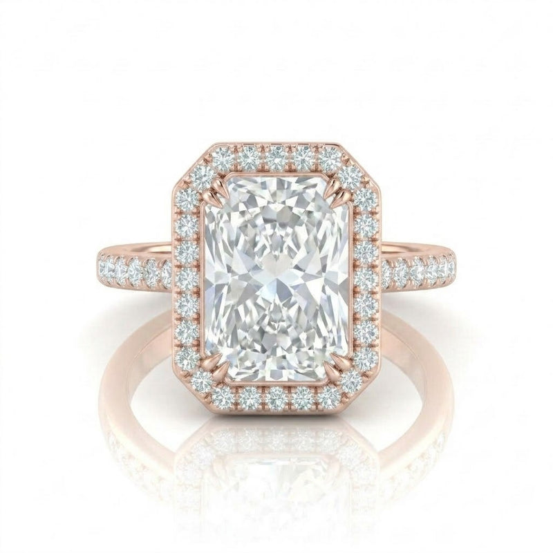 Rose Gold Emperia Radiant Halo Diamond Engagement Ring