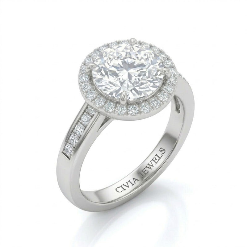 White Gold Emperia Round Halo Diamond Engagement Ring
