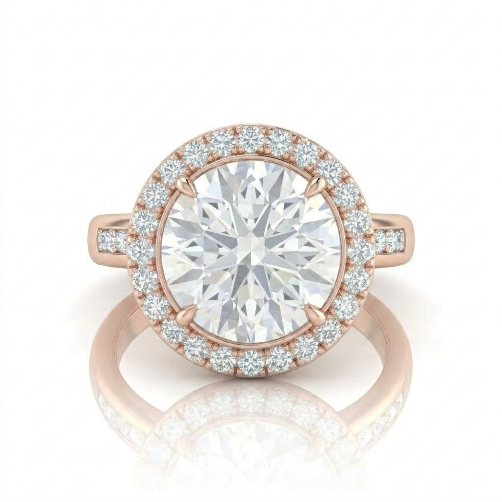 Rose Gold Emperia Round Halo Diamond Engagement Ring