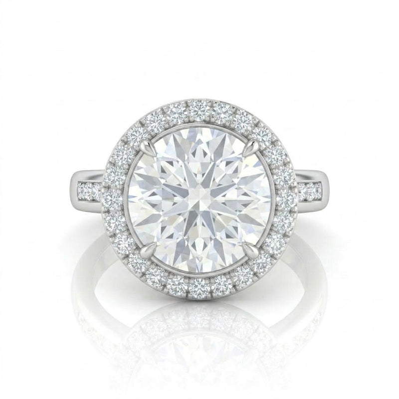 Silver Emperia Round Halo Diamond Engagement Ring