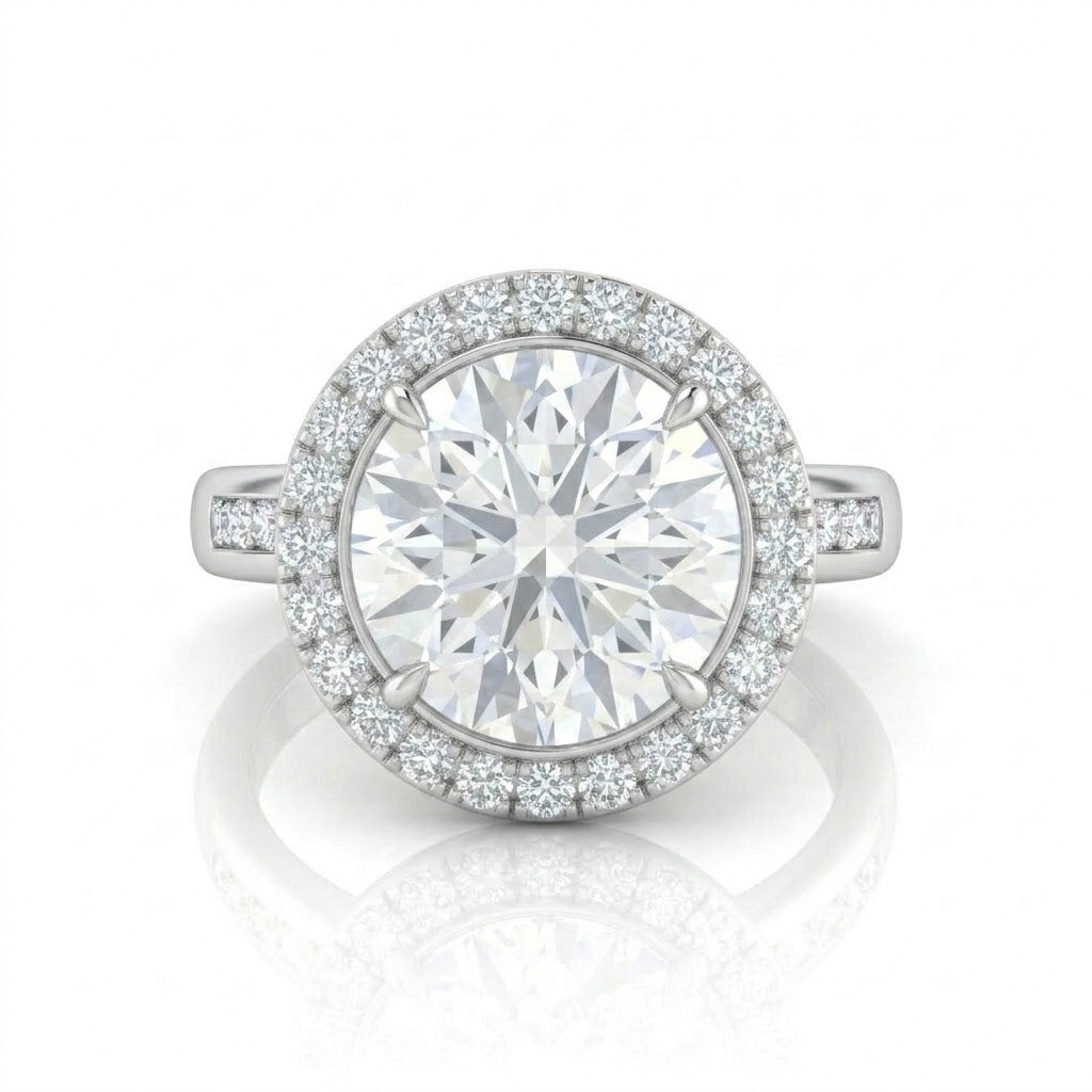 Silver Emperia Round Halo Diamond Engagement Ring
