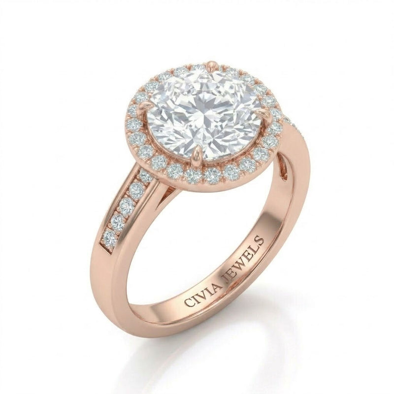 Rose Gold Emperia Round Halo Diamond Engagement Ring