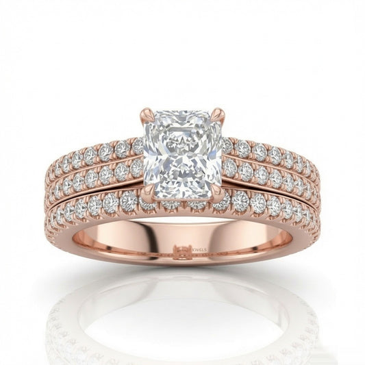 Rose Gold Aurelia Triple Pavé Radiant Diamond Engagement Ring