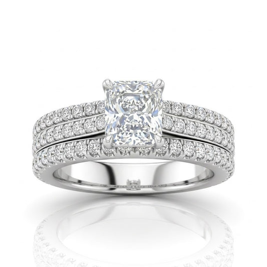White Gold Aurelia Triple Pavé Radiant Diamond Engagement Ring