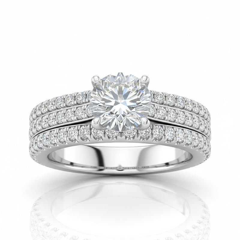 White Gold Aurelia Triple Pavé Round Diamond Engagement Ring