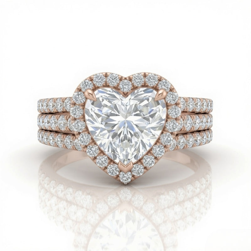 Rose Gold Elarique Heart Halo Diamond Engagement Ring
