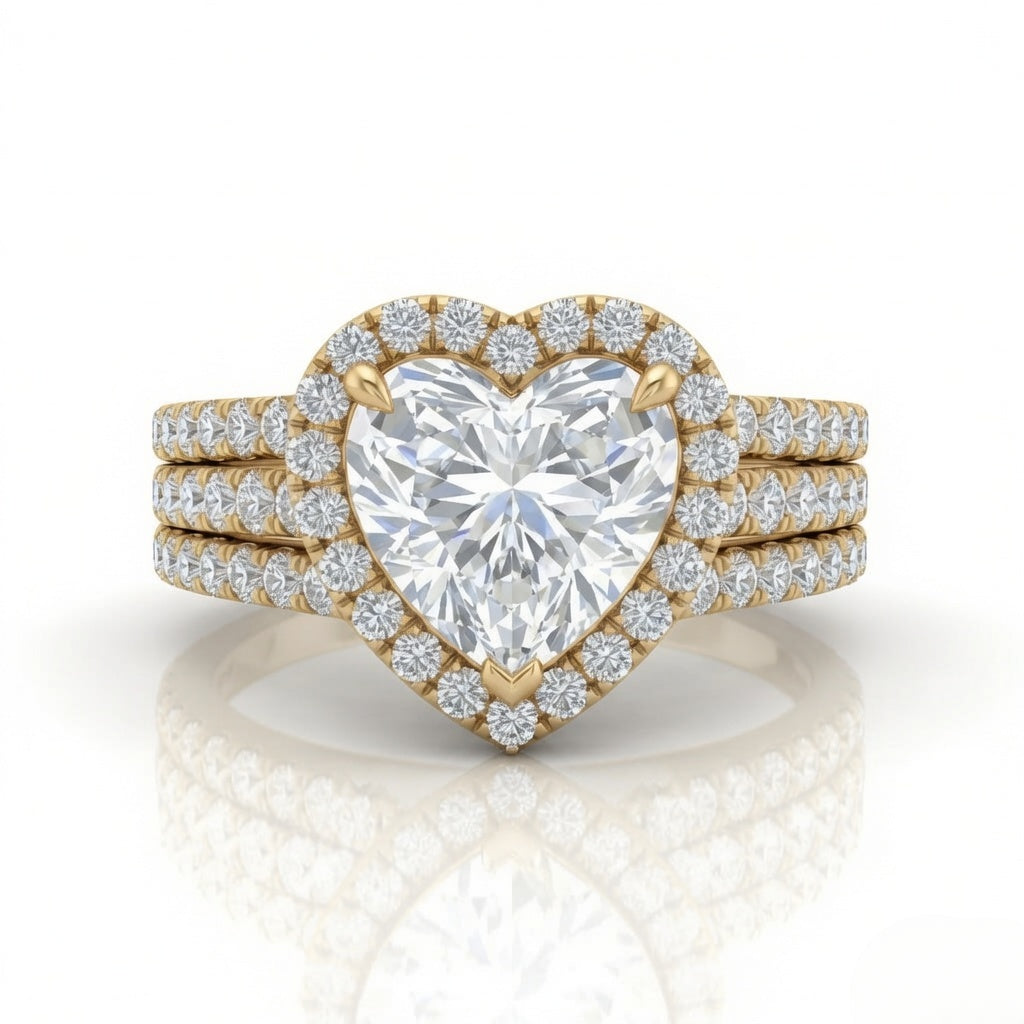 Yellow Gold Elarique Heart Halo Diamond Engagement Ring