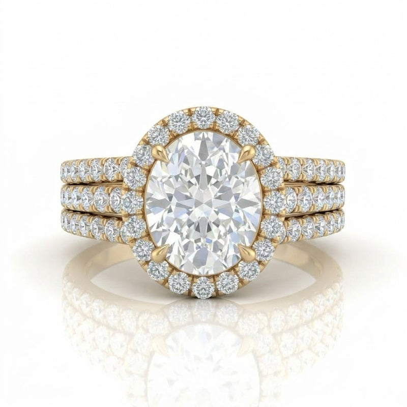 Yellow Gold Elarique Oval Halo Diamond Engagement Ring