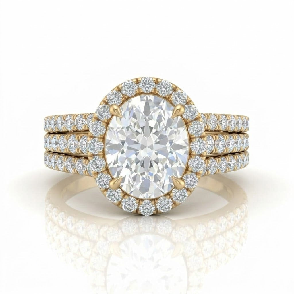 Yellow Gold Elarique Oval Halo Diamond Engagement Ring