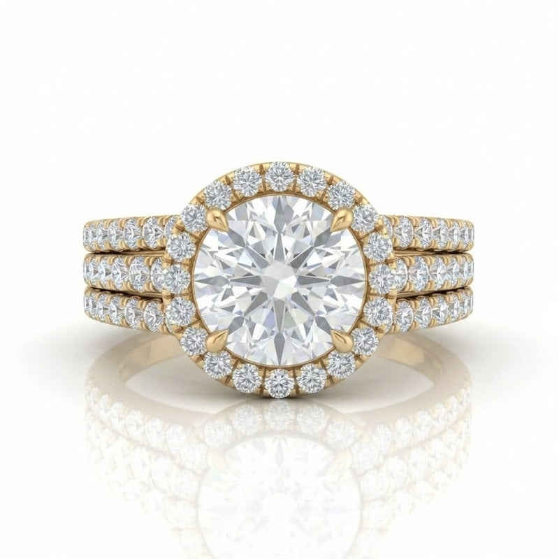 Yellow Gold Elarique Round Halo Diamond Engagement Ring