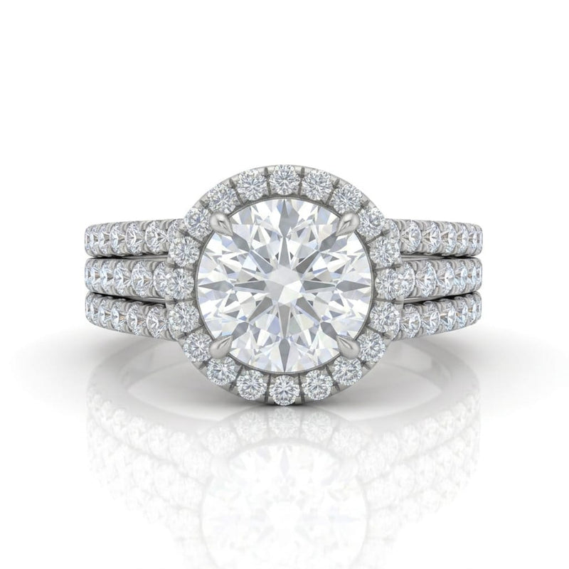 White Gold Elarique Round Halo Diamond Engagement Ring
