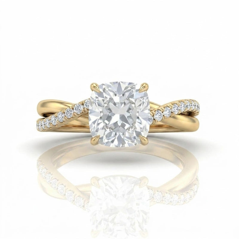 Yellow Gold Novalisse Cushion Diamond Engagement Ring