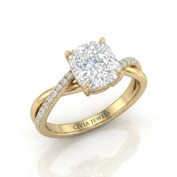 Yellow Gold Novalisse Cushion Diamond Engagement Ring