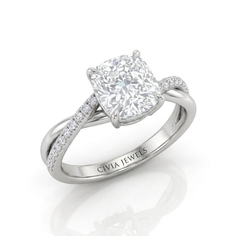 Silver Novalisse Cushion Diamond Engagement Ring