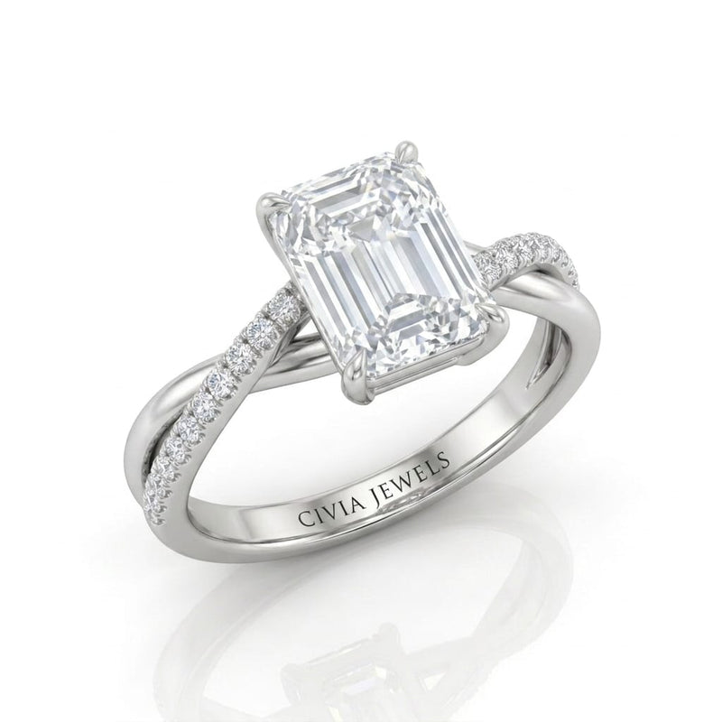 White Gold Novalisse Emerald Diamond Engagement Ring