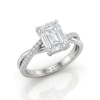 Silver Novalisse Emerald Diamond Engagement Ring