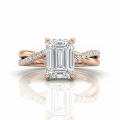 Rose Gold Novalisse Emerald Diamond Engagement Ring