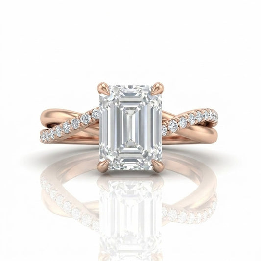 Rose Gold Novalisse Emerald Diamond Engagement Ring