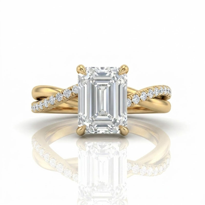 Yellow Gold Novalisse Emerald Diamond Engagement Ring