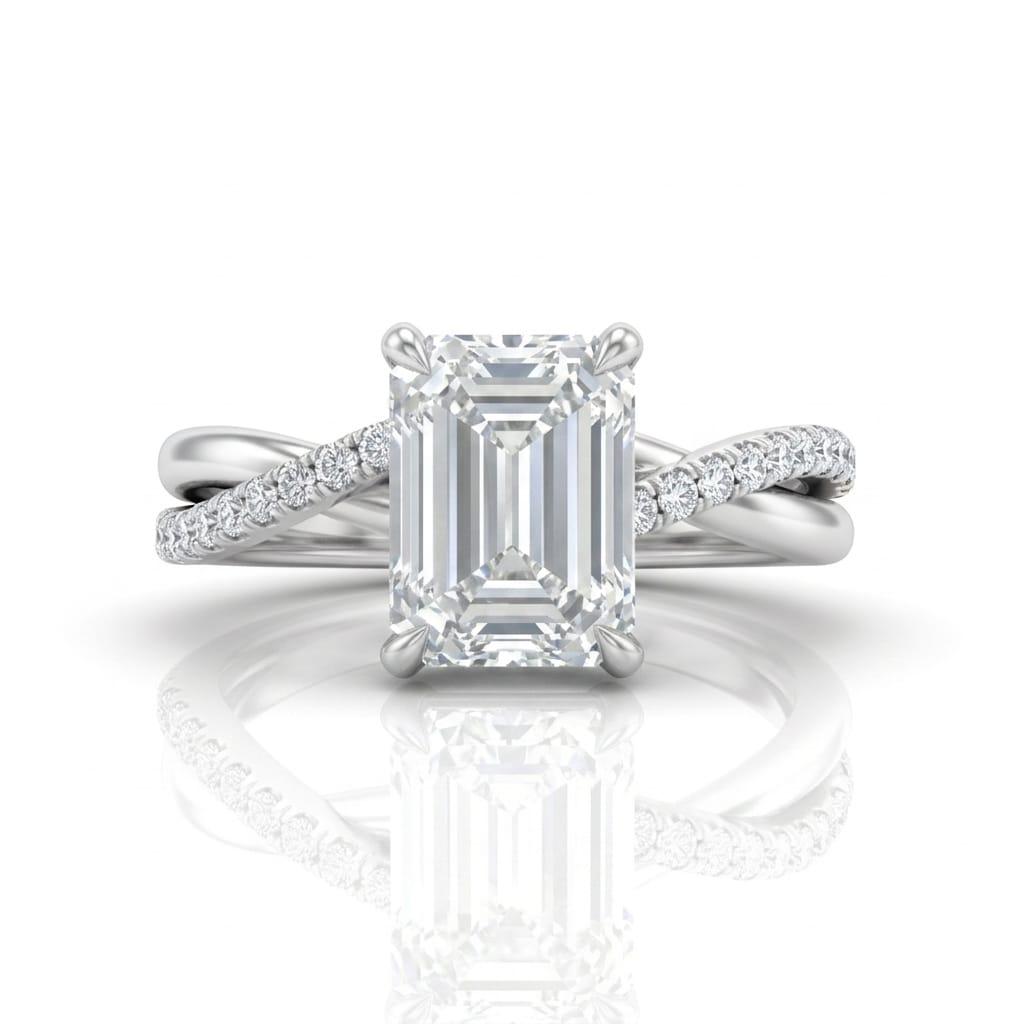 White Gold Novalisse Emerald Diamond Engagement Ring