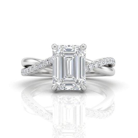 White Gold Novalisse Emerald Diamond Engagement Ring