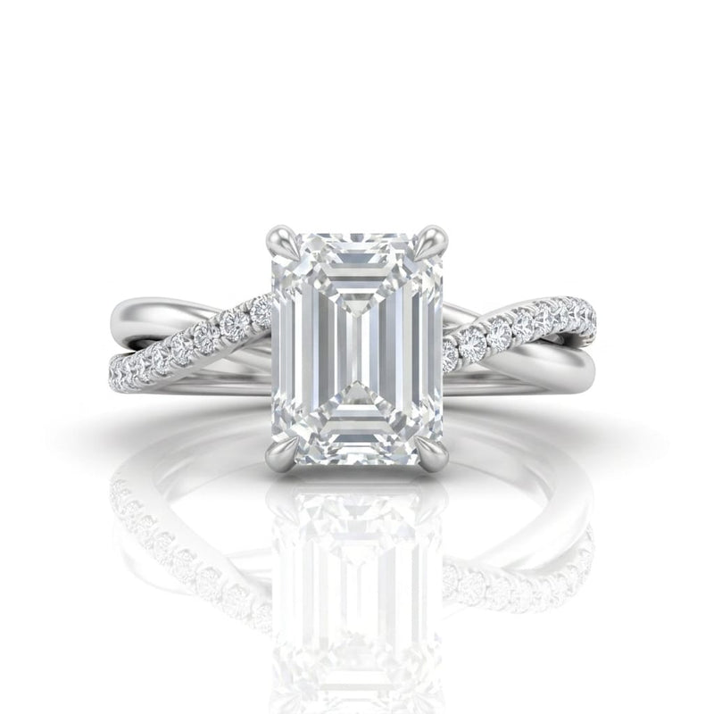Silver Novalisse Emerald Diamond Engagement Ring