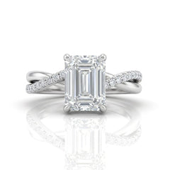 Silver Novalisse Emerald Diamond Engagement Ring