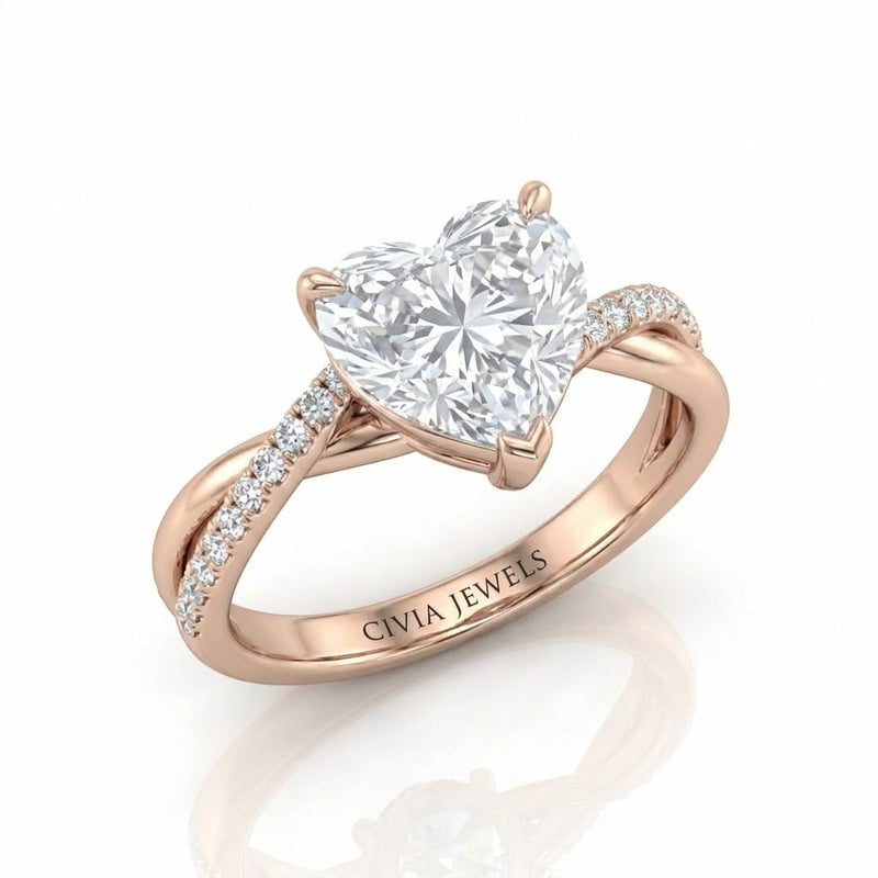 Rose Gold Novalisse Heart Diamond Engagement Ring