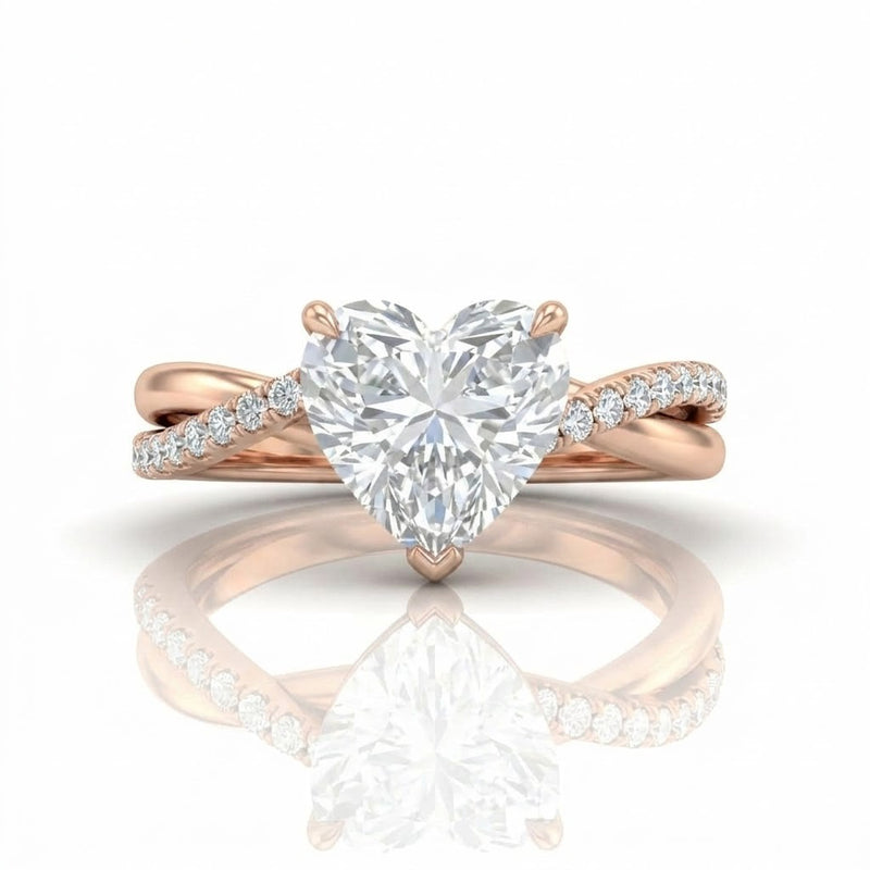 Rose Gold Novalisse Heart Diamond Engagement Ring