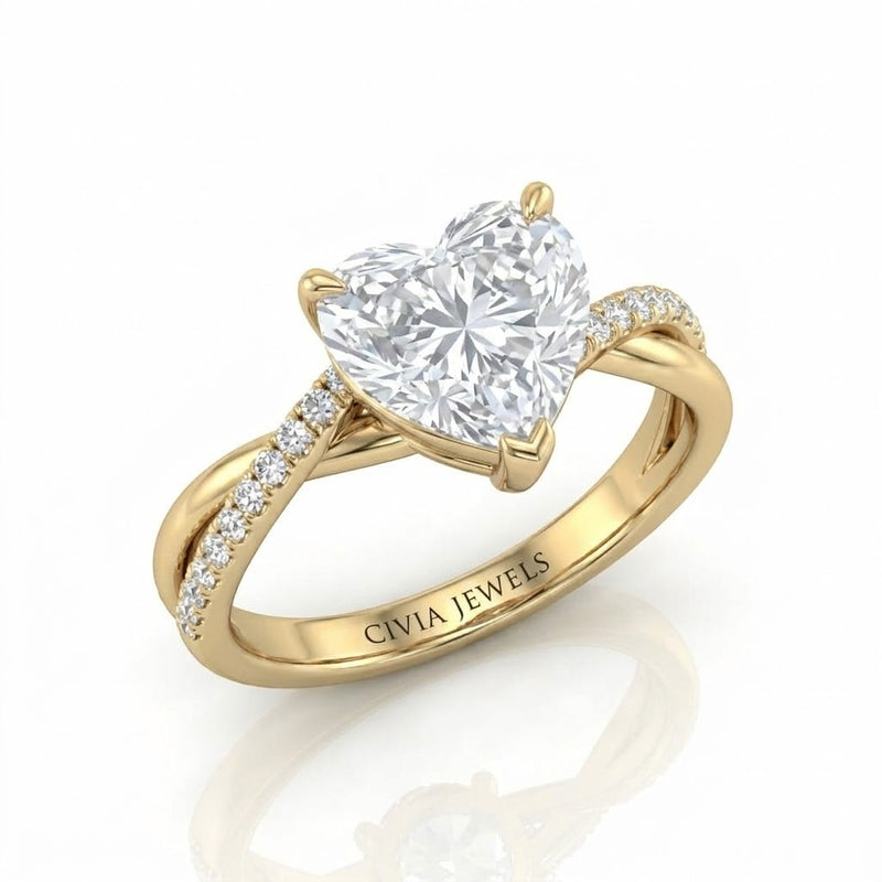 Yellow Gold Novalisse Heart Diamond Engagement Ring