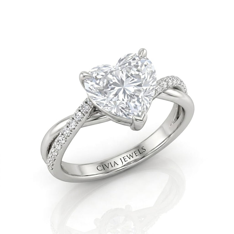White Gold Novalisse Heart Diamond Engagement Ring
