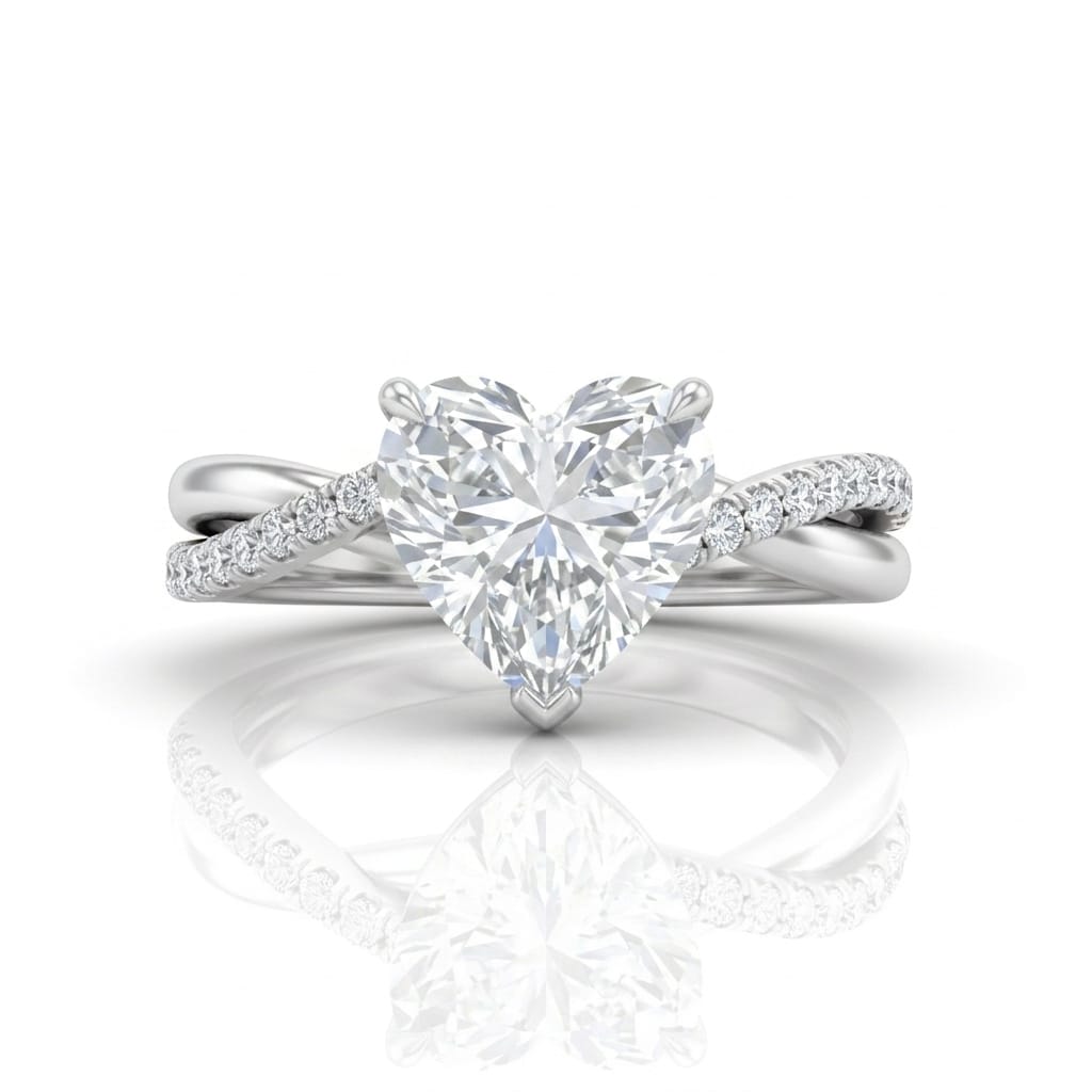 White Gold Novalisse Heart Diamond Engagement Ring