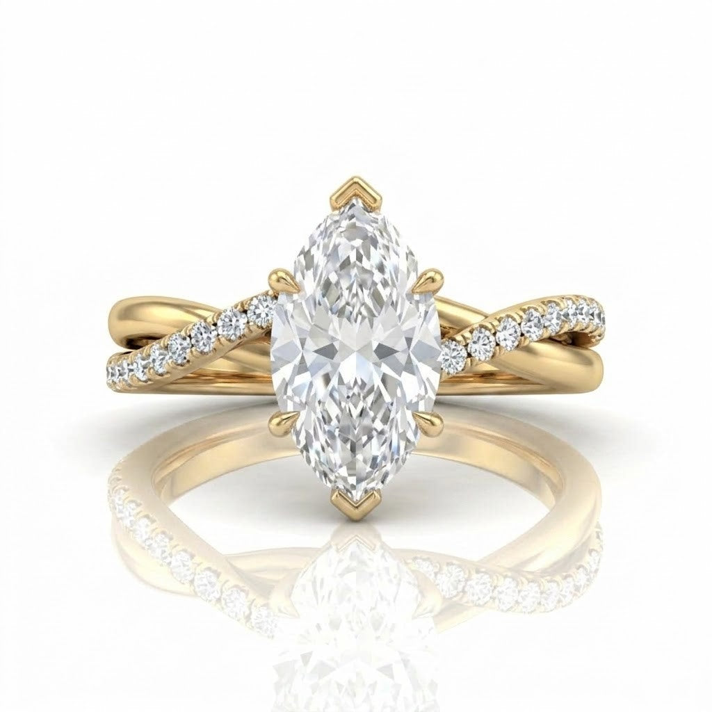Yellow Gold Novalisse Marquise Diamond Engagement Ring