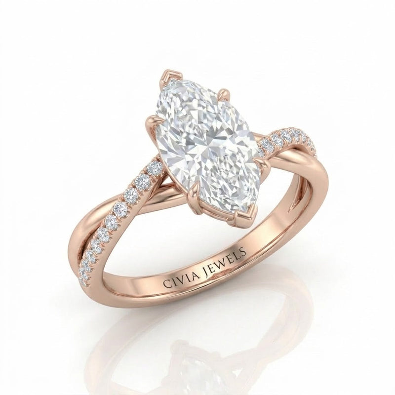 Rose Gold Novalisse Marquise Diamond Engagement Ring