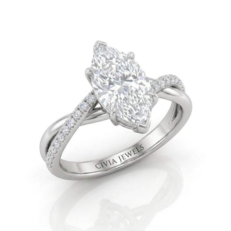 Silver Novalisse Marquise Diamond Engagement Ring