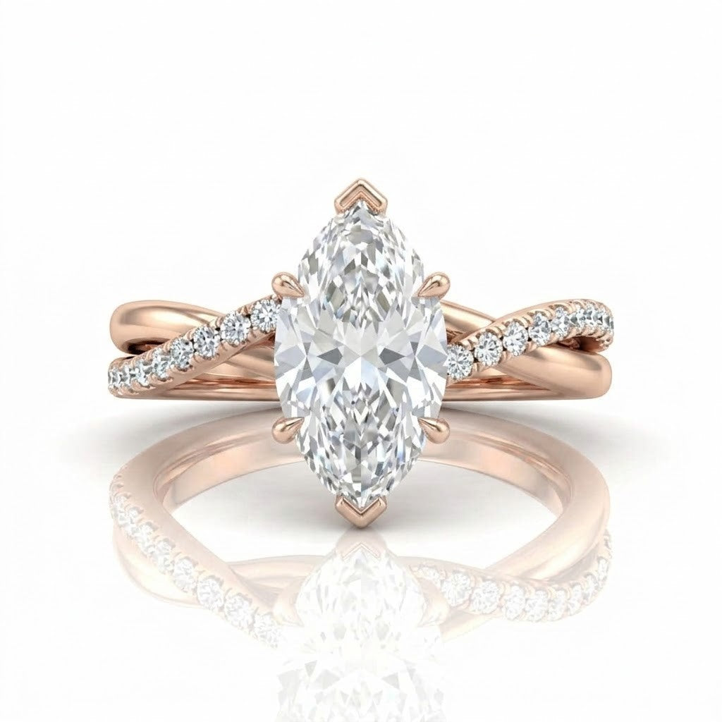 Rose Gold Novalisse Marquise Diamond Engagement Ring