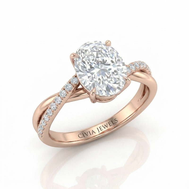 Rose Gold Novalisse Oval Diamond Engagement Ring
