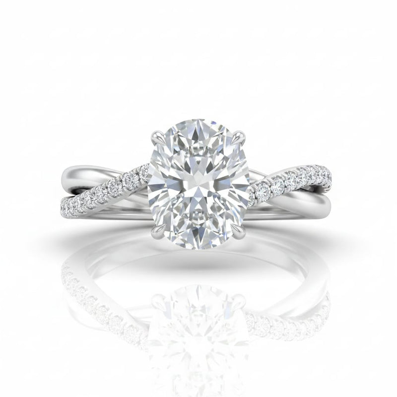 Silver Novalisse Oval Diamond Engagement Ring