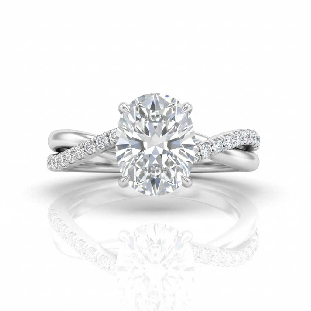 Silver Novalisse Oval Diamond Engagement Ring