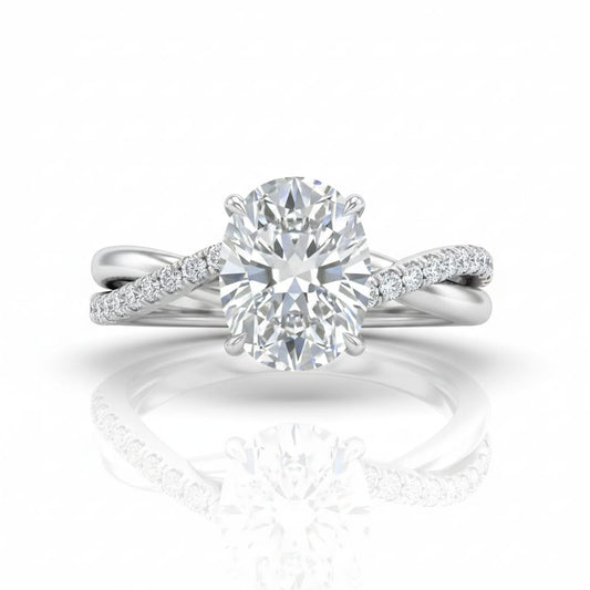 Silver Novalisse Oval Diamond Engagement Ring
