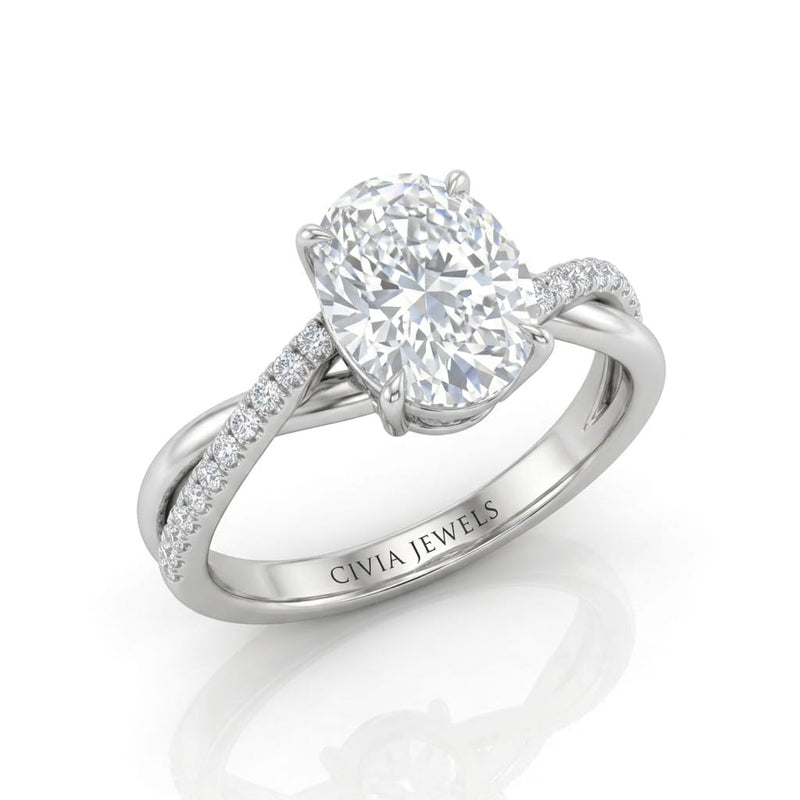 White Gold Novalisse Oval Diamond Engagement Ring
