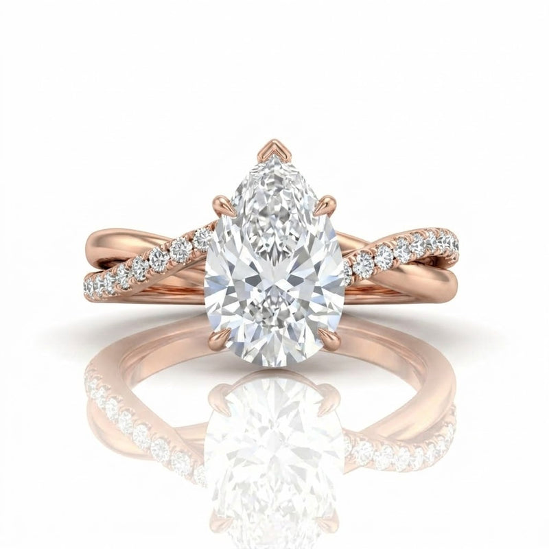 Rose Gold Novalisse Pear Diamond Engagement Ring