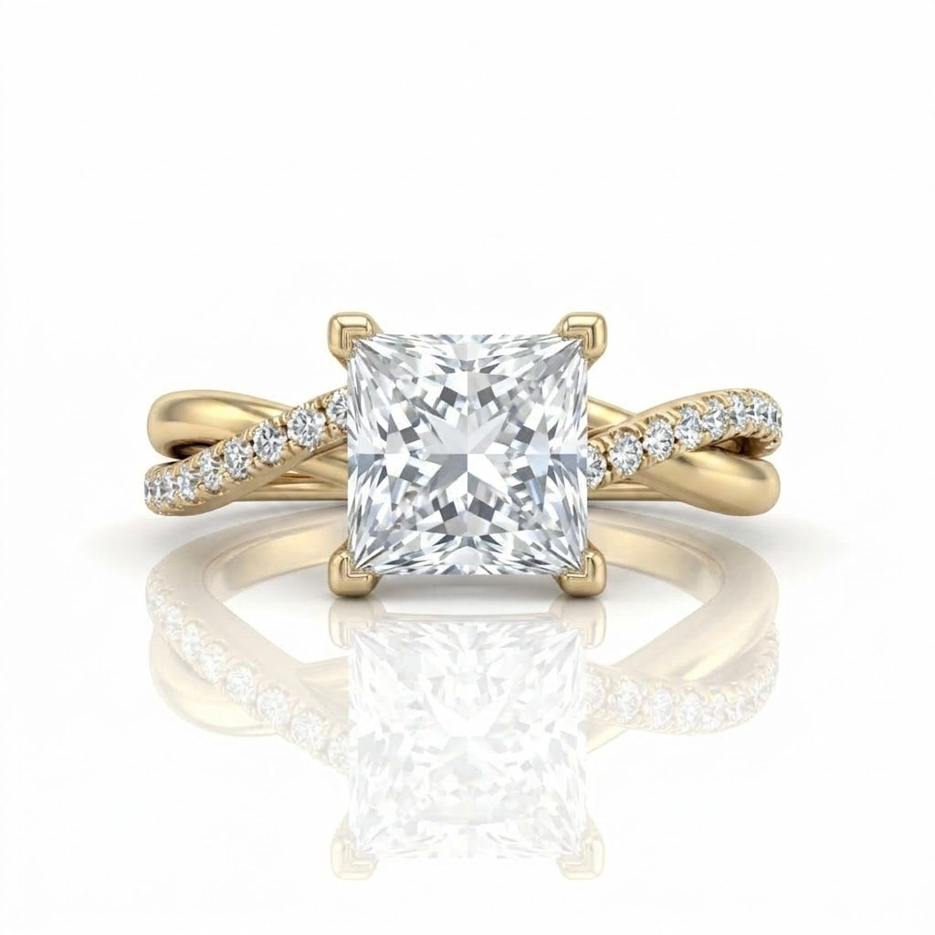 Yellow Gold Novalisse Princess Diamond Engagement Ring