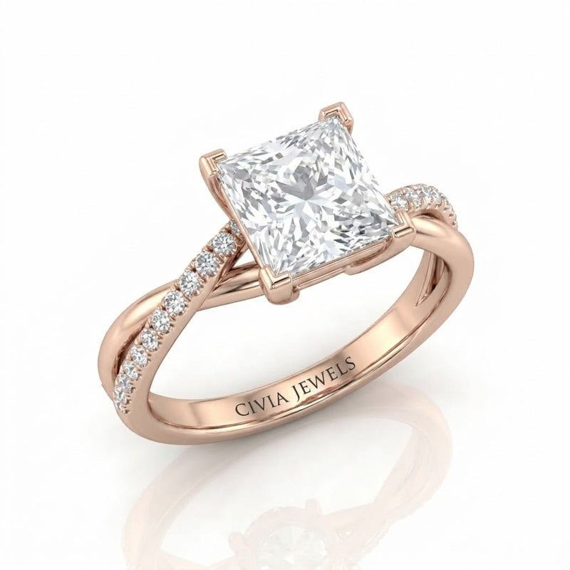 Rose Gold Novalisse Princess Diamond Engagement Ring