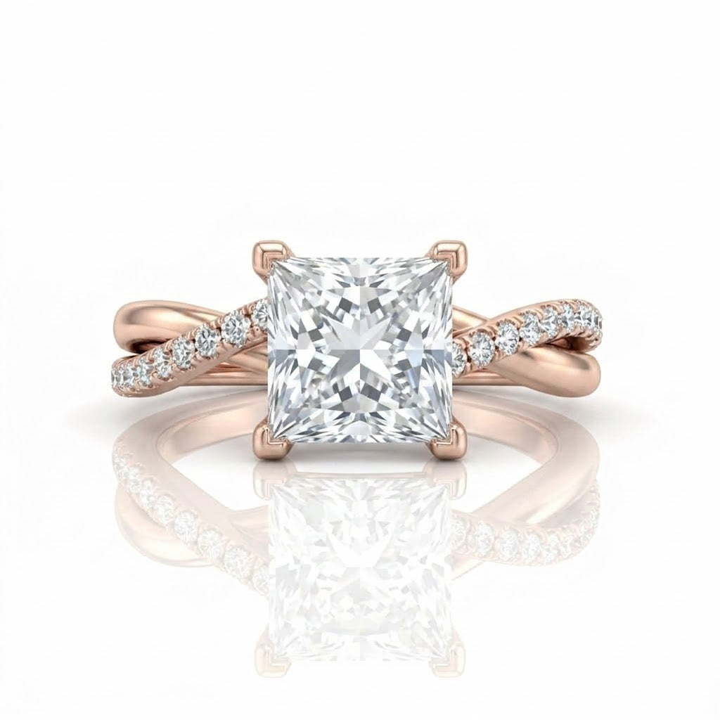 Rose Gold Novalisse Princess Diamond Engagement Ring