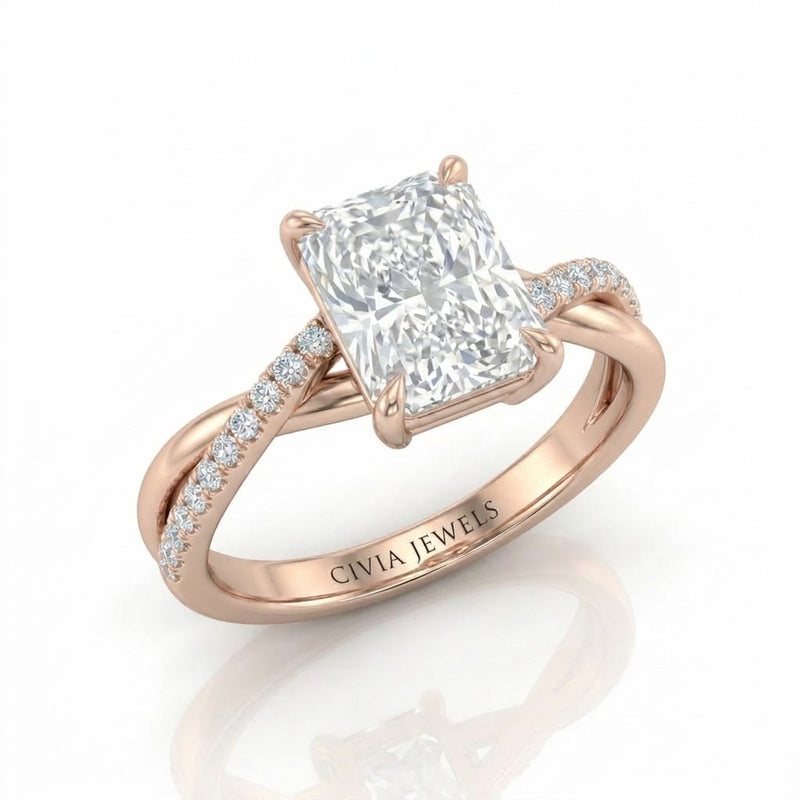 Rose Gold Novalisse Radiant Diamond Engagement Ring